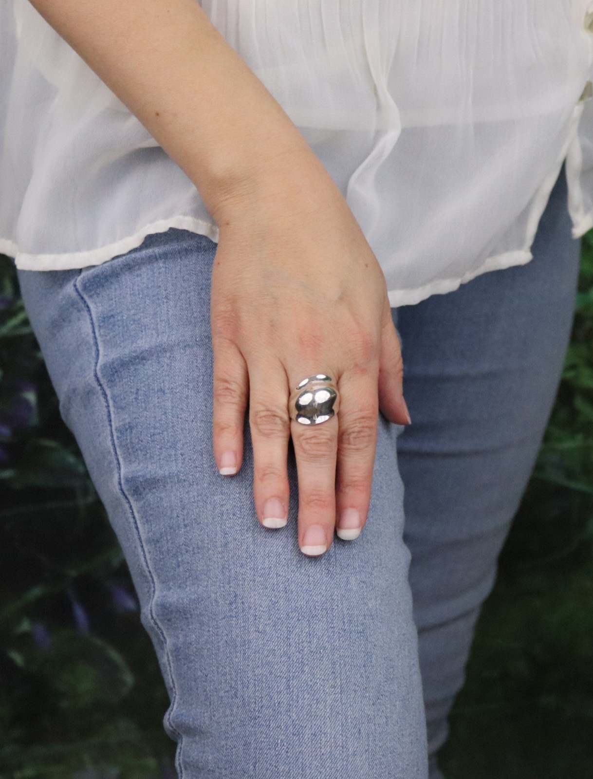 Sterling Silver Dome Ring Bubble Ring Modernist S… - image 4