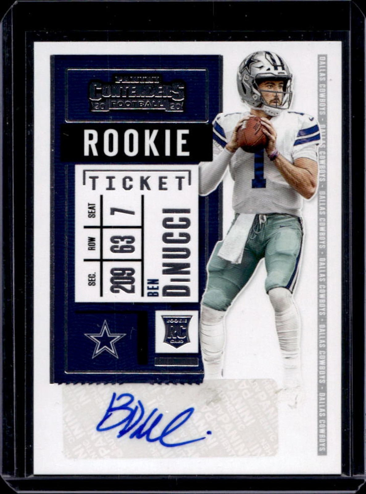 Ben DiNucci Panini Contenders #217 Autograph