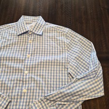 Charles Tyrwhitt Slim Fit Gingham Stretch Non Iron Dress Shirt Size 15.5/35 G175