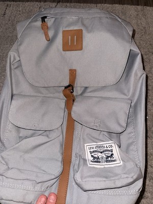 Levi Strauss & Co. Gray Brown Backpack Zip Buckle Adjustable Strap Pockets Men