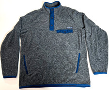 Eddie Bauer Grey Heather Quarter Snap Mock Neck Fleece Pullover Men  s Sz Medium