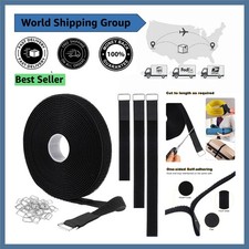 Multi-Use 1"x16ft Nylon Hook and Loop Straps with 25 Heavy Duty Buckles - Black
