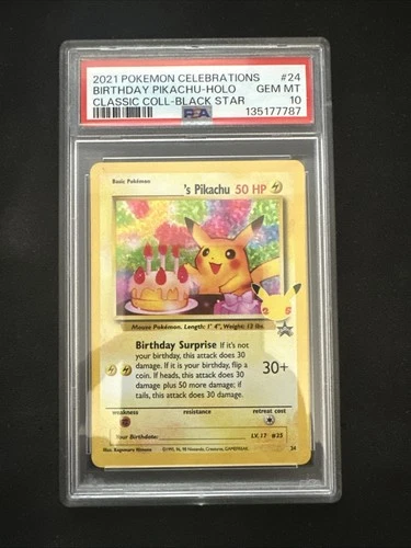 2021 POKEMON CELEBRATIONS CLASSIC COLLECTION #24 BIRTHDAY PIKACHU-HOLO PSA 10