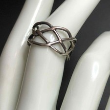 6439 Vintage Artisan Sterling 925 unmarked woven Band Ring sz 7 2.8 grams