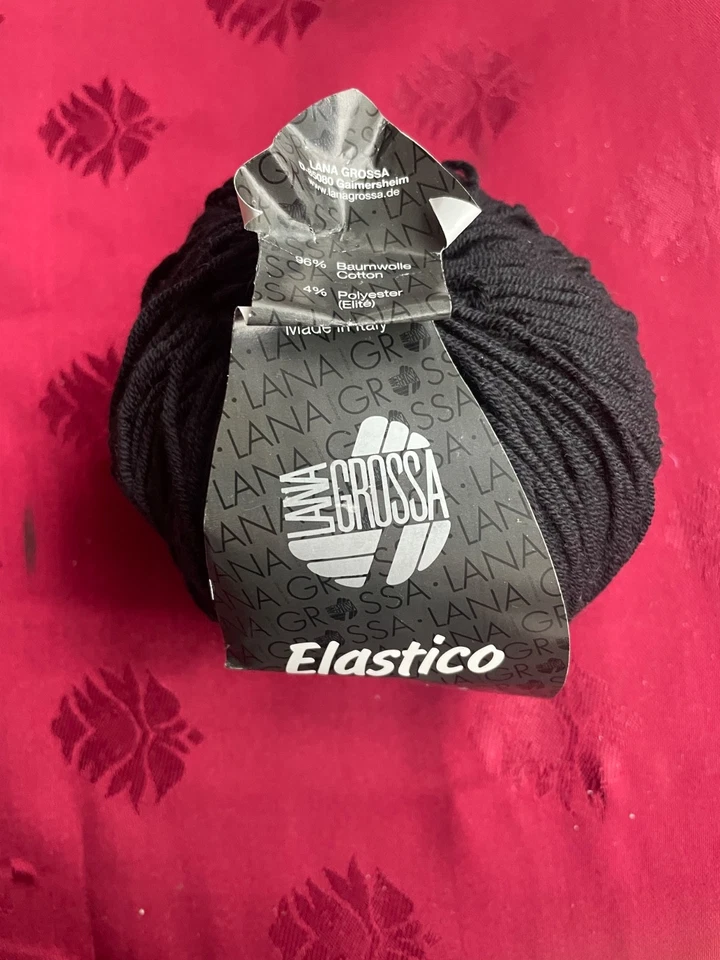 1 x 50g Lana Grossa Elastic  96% Baumwolle 4% Polyester 160 m schwarz - Bild 1 von 1