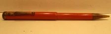 1920's Nardi Italian Coral Color Mechanical Push Button Gold Plated Trim Pencil
