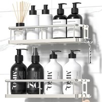 Duschablage Ohne Bohren 2-Teilig Rostfrei Badezimmer Organizer Badregal