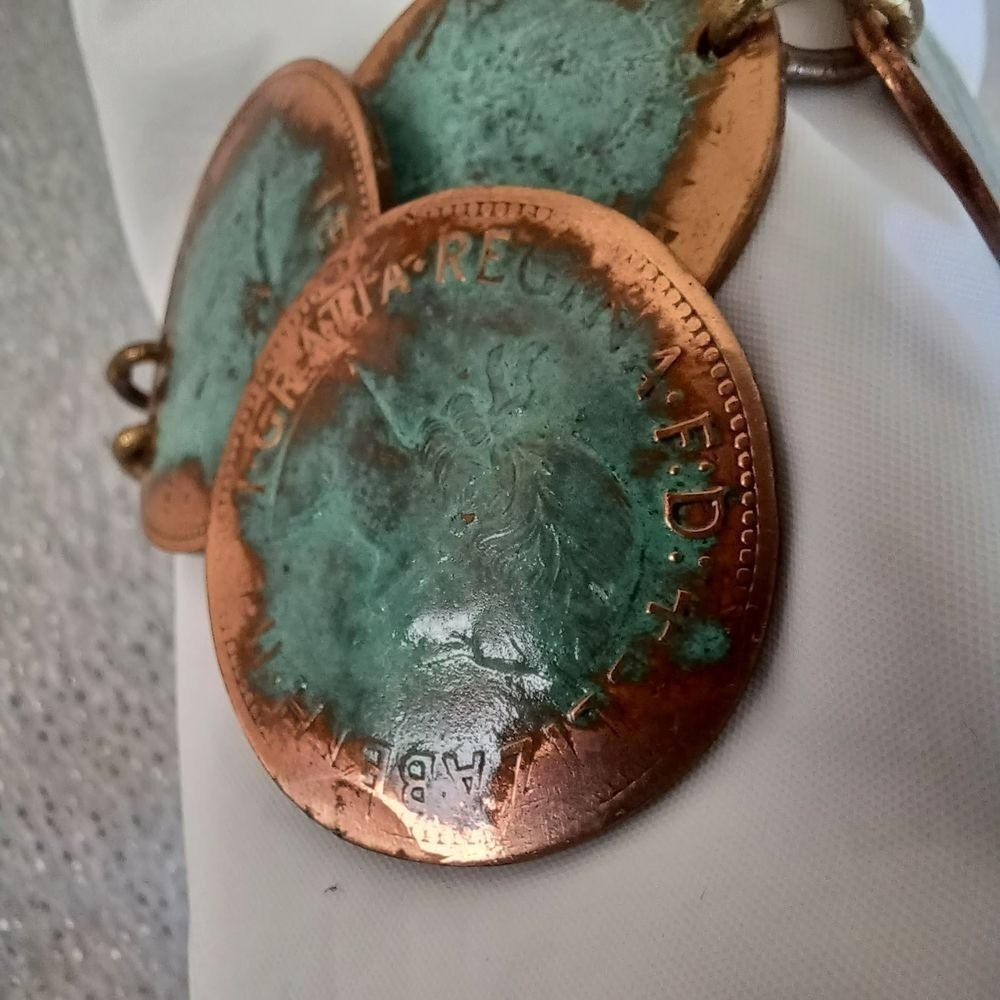 Bracelet Statement Oxidized Copper Turquoise Tone… - image 11