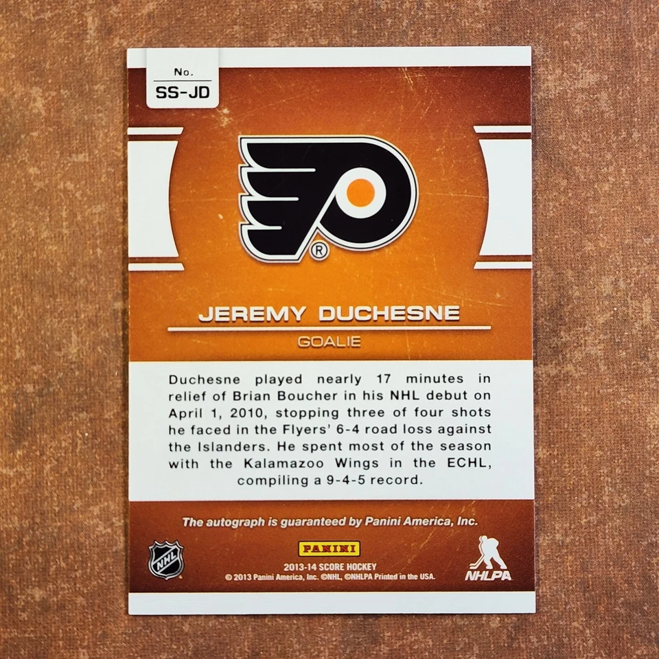 3-01-11 mx PWE . 2013-14 score signature auto autograph #ss-jd jeremy duchesne - Image 2 of 2