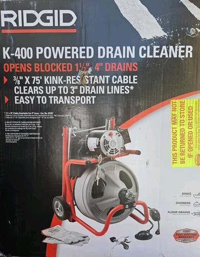 RIDGIDK-400 Drain Cleaning Snake Auger 120-Volt Drum Machine with C-32IW 3/8 i