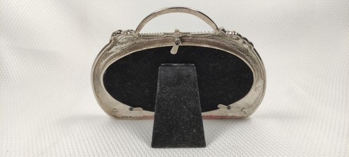 Sheffield Home Enamel Photo Picture Frame Handbag Purse Pink Pansy with Crystals - Picture 5 of 10
