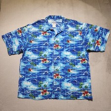 Vintage Quicksilver Surf Hawaiian Shirt Men Large Tiki Hibiscus Floral Vacation