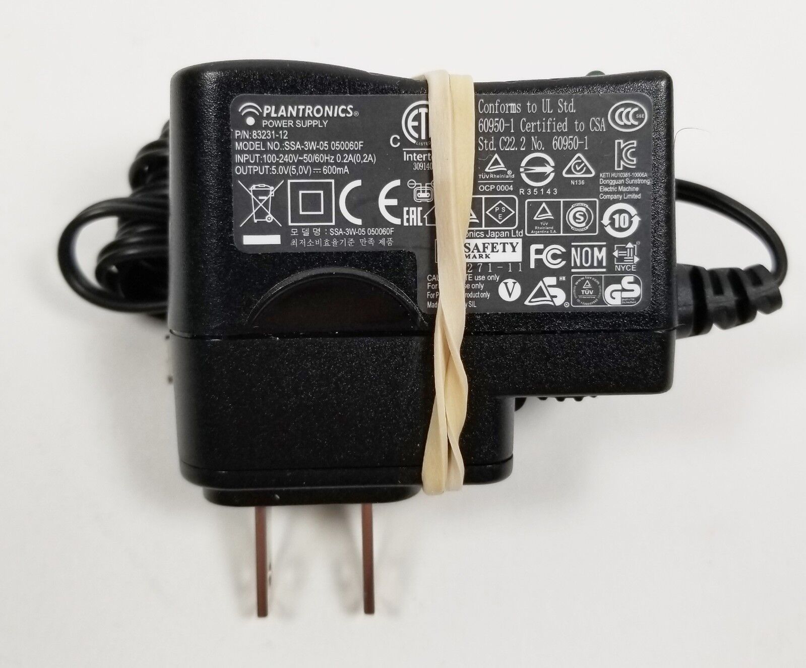 PLANTRONICS 18％OFF AC SEAL限定商品 Adapter Power Supply 83231-12 SSA-3W-05 Micro-USB 050060F