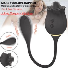 Oral Sucking Rose Vibrator Clit G-spot Tongue Licking Dildo Bullet Sex Toy Women