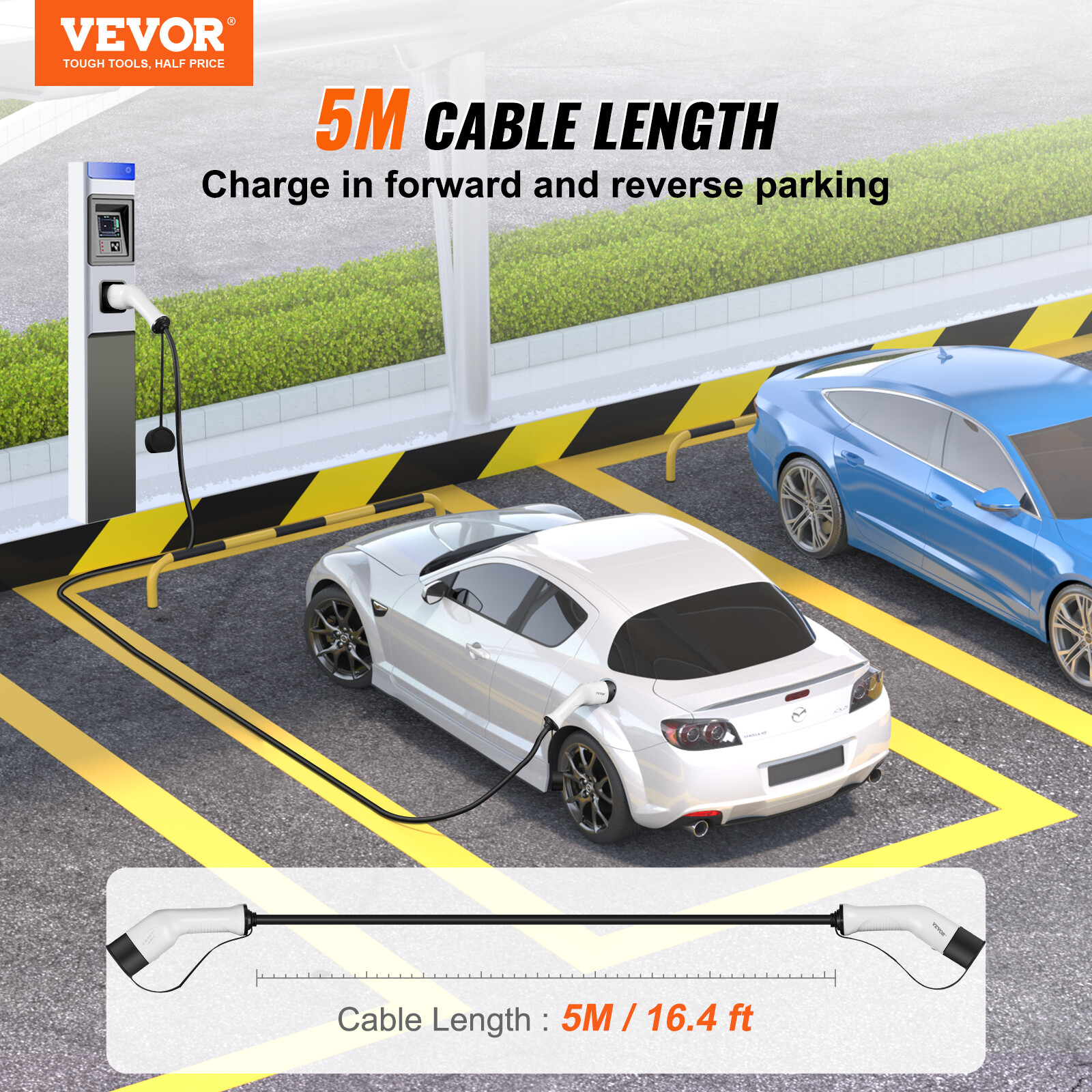 Vevor 5m Cavo Ricarica Monofase 7kw per Auto Veicoli Elettrici Tipo 2 a Tipo 2 - Miniatura 2
