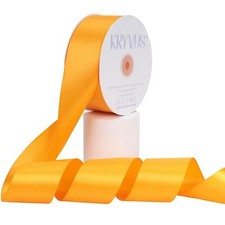 Double Faced Yellow Gold Satin Ribbon 2 Inch X 50 Yards Polyester Ribbon for ...