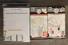 Lot of 3 The Happy Planner 40pc Paper,384pc shape stickers 697pc stickers