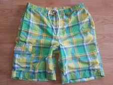 Chaps Swim Trunks Green Plaid Cargo Pocket Non-Lined Men's Size M