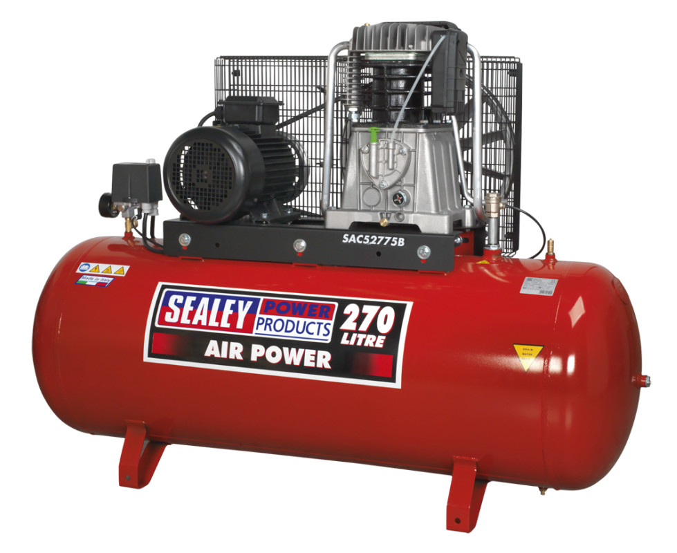 Sealey SAC52775B Compressor 270L Belt Drive 7.5hp 3ph 2-Stage with Cast