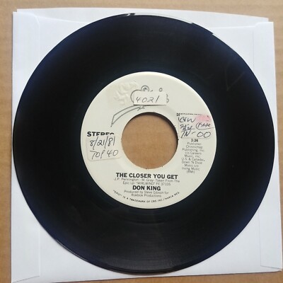 DON KING The Closer You Get PROMO 45 7'' COUNTRY Vinyl Record Epic Records 1981