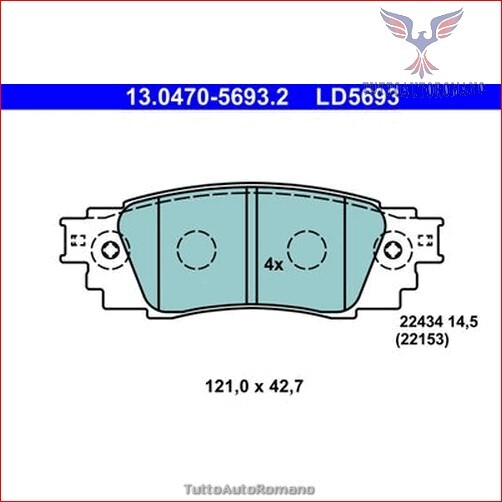 LD5693 Kit pastiglie pattini freno Ate Ceramic Posteriore per LEXUS UX RX NX ES