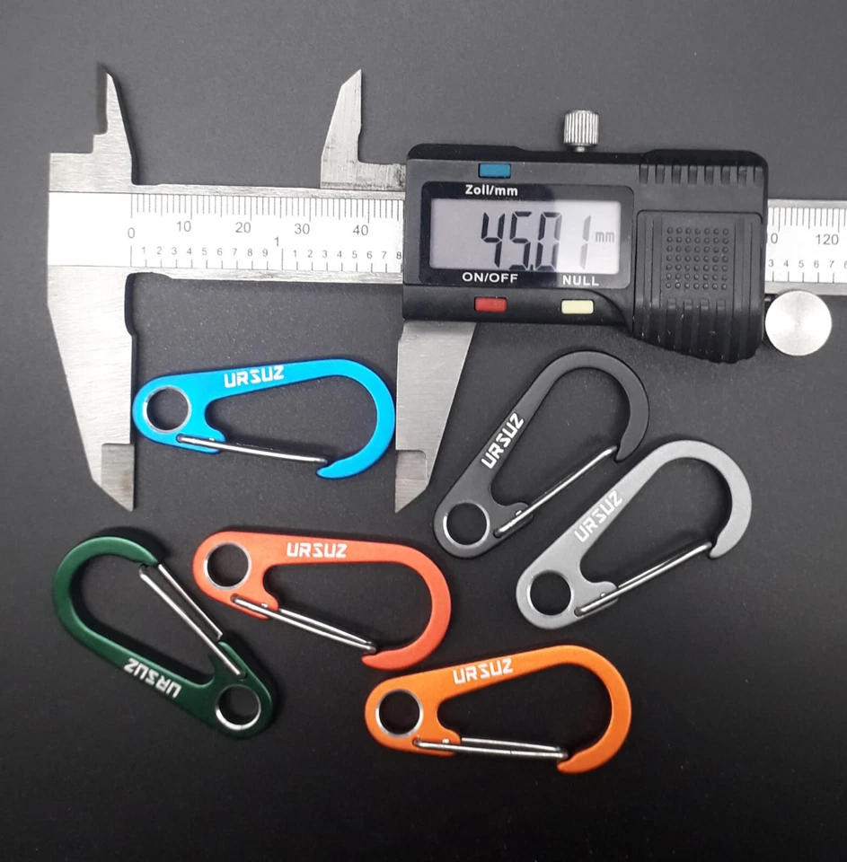 Karabinerhaken Karabiner 6x Alu Schnapphaken Ursuz 4,5 cm Bunt EDC Schlüsselring - Bild 2 von 2
