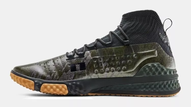 UNDER ARMOUR PROJECT ROCK 1 SNEAKERS UA BLACK TODDY GREEN HIGH TOP SHOES