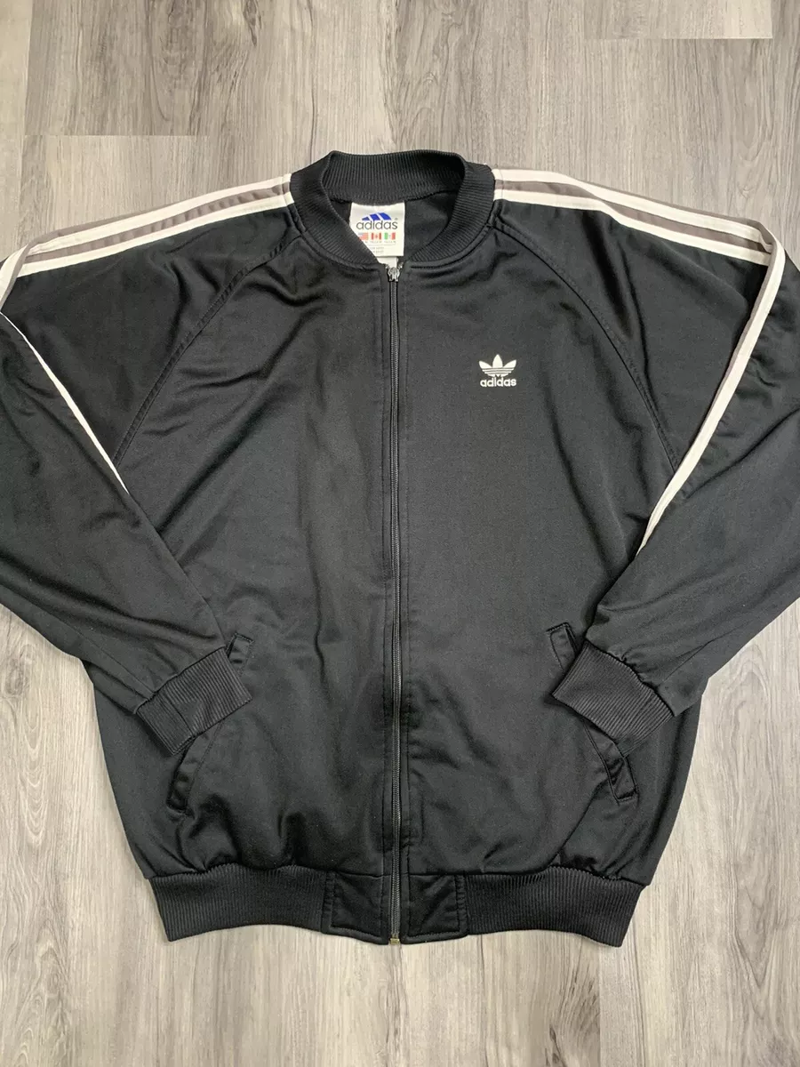 Vintage Adidas Mens Track Jacket Black 90s Original Sport Casual