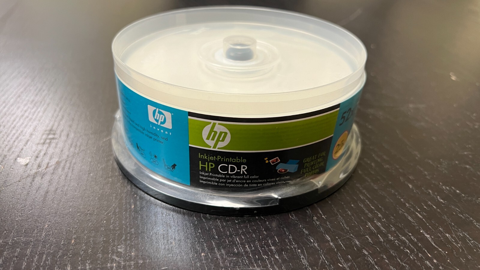 New, Unused package - Stack of 25 HP brand CD-R Printable blank discs, 52X