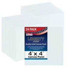 Blank Cotton Canvas Panels 4"x4" 24 Pack Mounted Art Boards Paint Supplies Craft