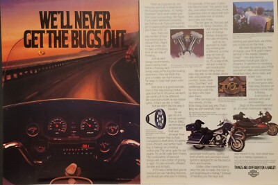 1987 2p Harley Davidson Electra Glide Sidecar & Classic Motorcycle Print Ad