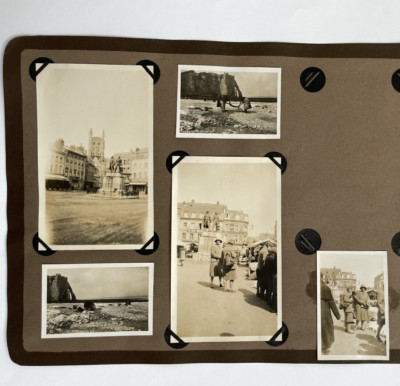 5 vintage photos 1920s Etretat Normandy France white chalk cliffs shell fishing