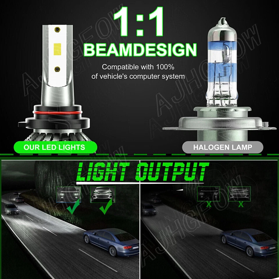 For Honda Civic 1990 1991 2004-2015 4x 6000K Combo LED Headlight Hi/Lo Bulbs Kit - Image 2 of 4