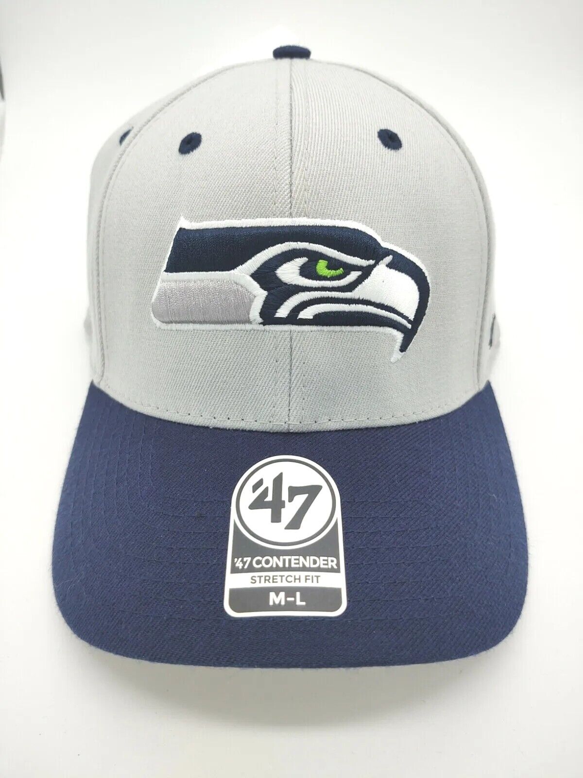 Seattle Seahawks hat cap '47 Brand Grey Blue contender stretch fit logo NFL  | eBay