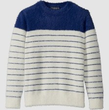 NEW 99 Toobydoo Boys Blue Stripe Crew-Neck Faux-Mohair Pulllover Sweater Size 6