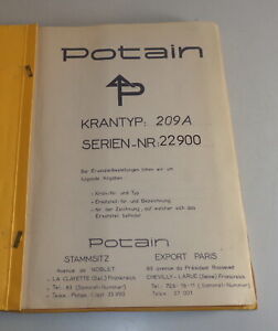 rustig aan Denemarken Wiskunde Manual de instrucciones/Guía Potain 209 a grúa de 03/1968 | eBay