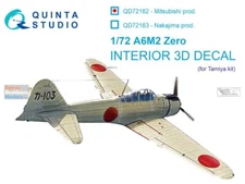 1/72 Quinta 3D Interior Decal #72162 A6M2 Zero (Mitsubishi) For Tamiya  Kit