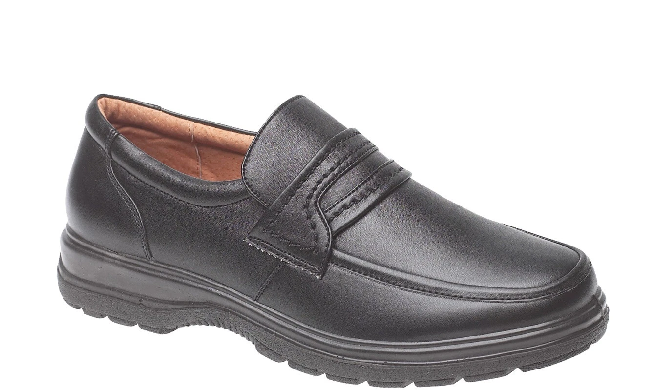 Mens Comfort Shoes Slip On Casual Work Office formal Wide Fit Walking Shoe Sizes