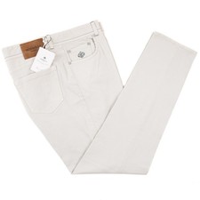 Luigi Borrelli Slim-Fit Stone Beige Twill Cotton 5-Pocket Pants 40 NWT Jeans