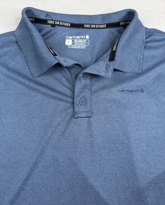 Carhartt Force Sun Defender Polo Shirt Blue Relaxed Performance Stretch L NWOT