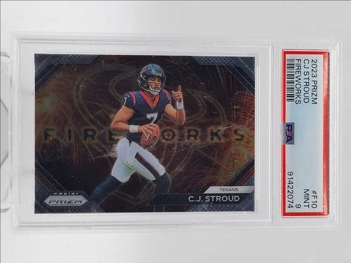 CJ STROUD 2023-24 PANINI PRIZM FIREWORKS ROOKIE FOOTBALL TEXANS RC PSA 9 Q4320