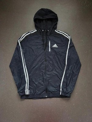Adidas Jacke Vintage Schwarz 3 Streifen Logo Gestickt 2010er Jahre Winddicht Sport M