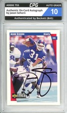 Authentic On-Card Autograph Signed by Jason Sehorn CPG Auto Grade 10