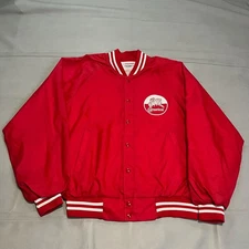 True VTG 80s Carnation Milk Snap Front Jacket Men Red Indie Skate USA-M/L-3602