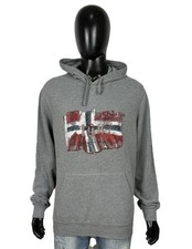 Napapijri Hoodie 2XL Grau Herren Sweatshirt Original Flagge Norwegen Vintage