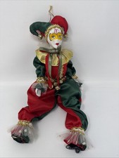 Vintage Jester Clown Doll Made in Taiwan Sits Or Stands