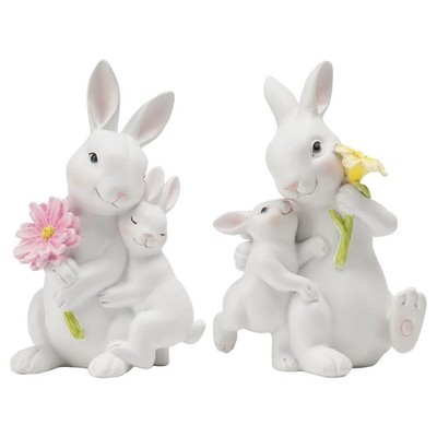 Braxio Easter Bunny Family Figurine Decoration - Mother and Son 