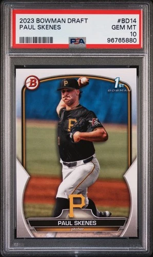 PAUL SKENES 2023 BOWMAN DRAFT 1ST ROOKIE RC #BD14 PSA 10 GEM MINT! PIRATES MLB!