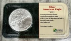 2001 $1 American Silver Eagle Dollar in a Littleton Holder Rare #186