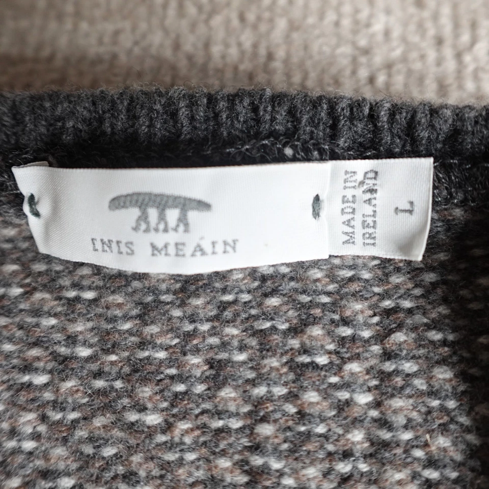 Inis Meain Sweater Vest Large Gray Brown Merino Wool Cashmere Made in Ireland - Image 2 of 4